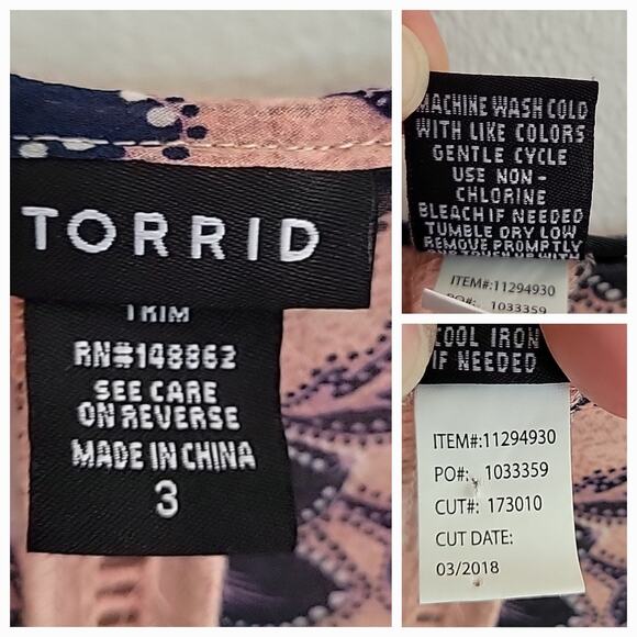 Torrid Lace Up Sleeveless Chiffon Babydoll Tank Blouse 3X Floral Scoop Neck Boho - Picture 7 of 8